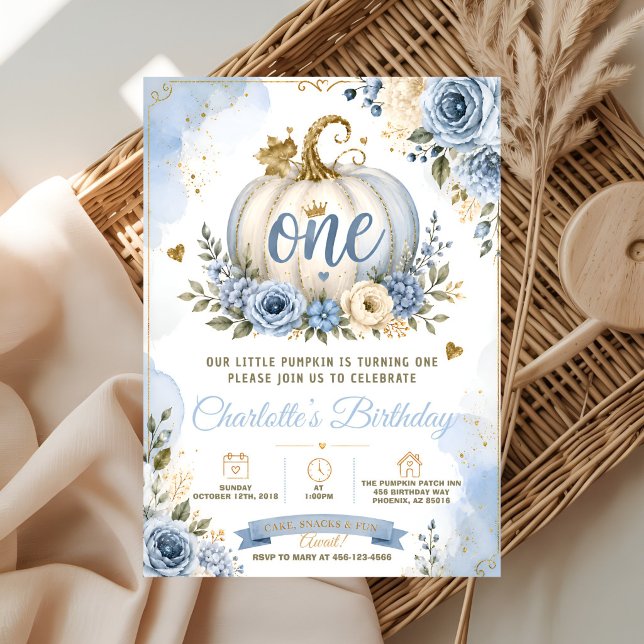 Invitación Primer Cumpleaños de Calabaza Azul (Subido por el creador)