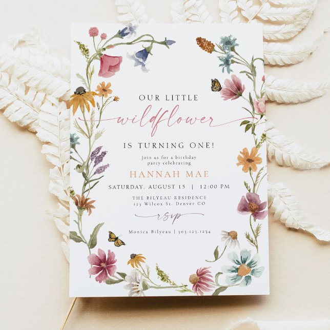 Invitación Primer cumpleaños de CAMILLA Butterfly Chica de Fl (Subido por el creador)