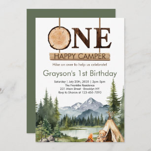 Invitación Primer cumpleaños de Camper Woodland