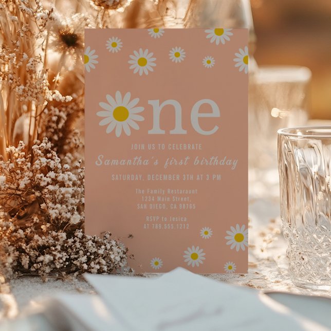 Invitación Primer cumpleaños de Chamomile Flower Wildflower C (Subido por el creador)