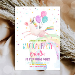 Invitación Primer cumpleaños de Chica arcoiris, Fiesta de uni