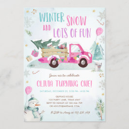 Invitación Primer cumpleaños de Chica divertida de nieve de c