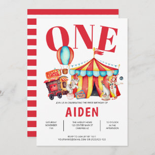 Invitación Primer cumpleaños de Circus Big Top