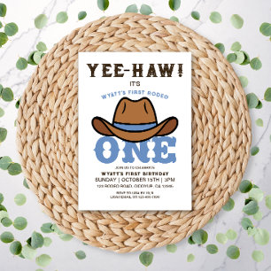 Invitación Primer cumpleaños de Cowboy Blue First Rodeo
