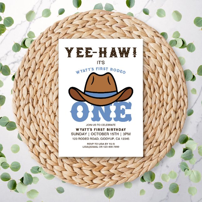 Invitación Primer cumpleaños de Cowboy Blue First Rodeo (Subido por el creador)