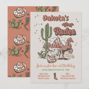 Invitación Primer cumpleaños de Cowgirl de Rodeo