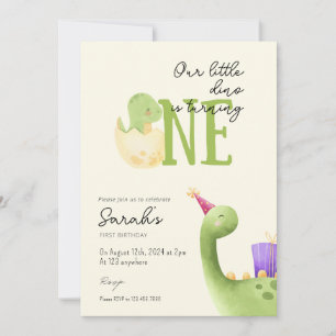 Invitación Primer cumpleaños de Cute Dinosaur