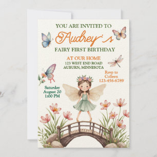 Invitación Primer cumpleaños de Cute Fairy