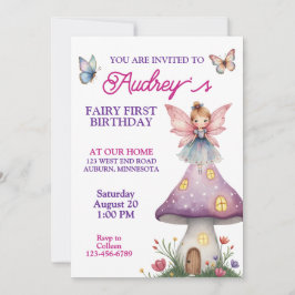 Invitación Primer cumpleaños de Cute Fairy