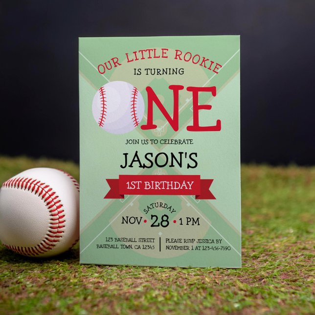 Invitación Primer cumpleaños de Cute Trendy Baseball Pitch &  (Subido por el creador)