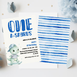Invitación Primer cumpleaños de Dinosaurio, primer día de pat