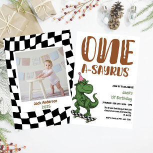 Invitación Primer cumpleaños de Dinosaurio, primer día de pat