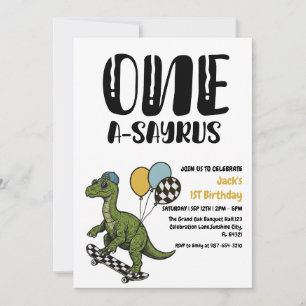 Invitación Primer cumpleaños de Dinosaurio, primer día de pat