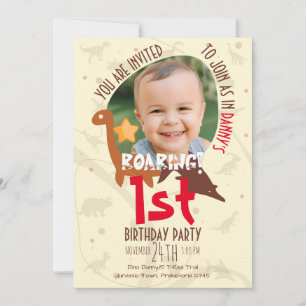 Invitación Primer cumpleaños de dinosaurio ruidoso personaliz