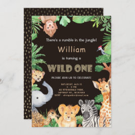 Invitación Primer cumpleaños de Divertido Wild One Jungle Boy