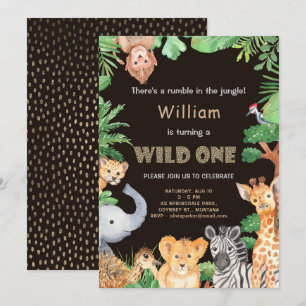 Invitación Primer cumpleaños de Divertido Wild One Jungle Boy