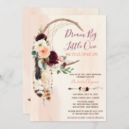 Invitación Primer cumpleaños de Dream Big Peach y Burgundy Bo