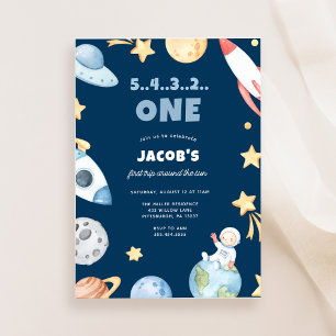 Invitación Primer cumpleaños de explosión en el espacio exter