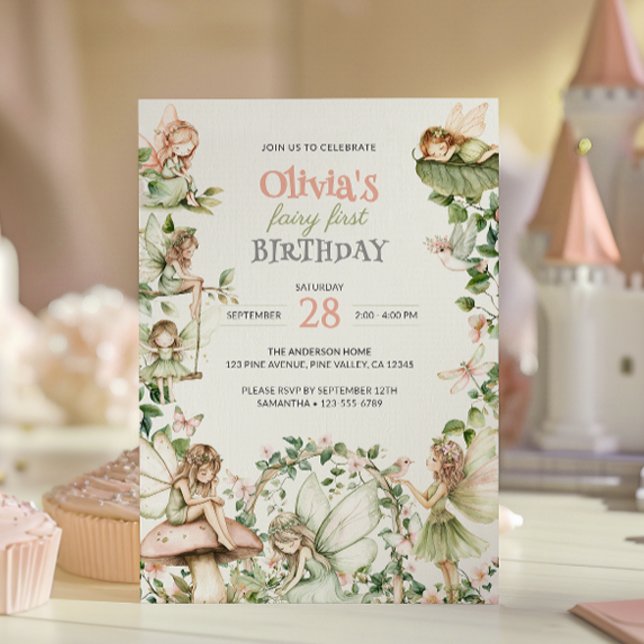 Invitación Primer cumpleaños de Fairy First Girl (Subido por el creador)