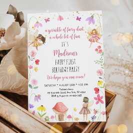 Invitación Primer cumpleaños de Fairy Garden encantado