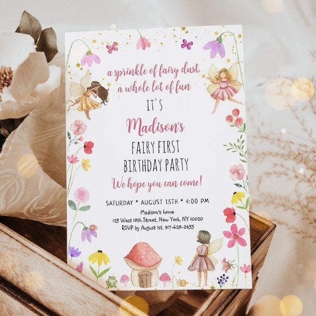 Invitación Primer cumpleaños de Fairy Garden encantado (Subido por el creador)