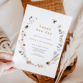 Invitación Primer cumpleaños de Feliz Día de Abejas