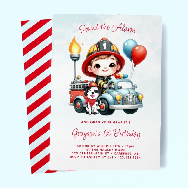 Invitación Primer cumpleaños de Fireman (Subido por el creador)