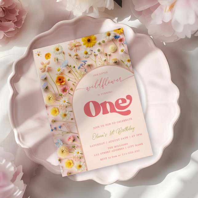 Invitación Primer cumpleaños de Flor silvestre (Subido por el creador)