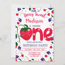 Invitación Primer cumpleaños de fresa