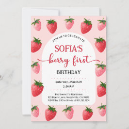 Invitación Primer cumpleaños de fresa Berry
