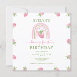 Invitación Primer cumpleaños de fresa Berry