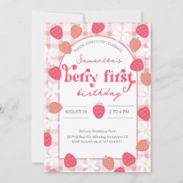 Invitación Primer cumpleaños de fresa Berry