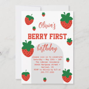 Invitación Primer cumpleaños de fresa Berry