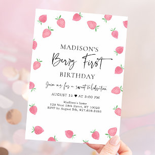Invitación Primer cumpleaños de fresa Berry