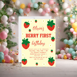 Invitación Primer cumpleaños de fresa Berry
