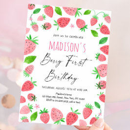 Invitación Primer cumpleaños de fresa Berry