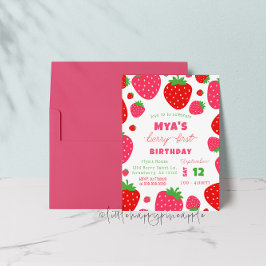 Invitación Primer cumpleaños de fresa Berry