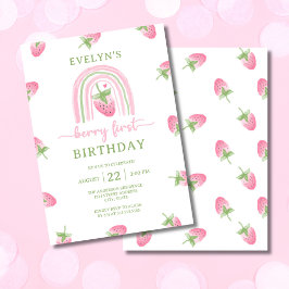 Invitación Primer cumpleaños de fresa Berry
