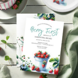 Invitación Primer cumpleaños de fresa Berry