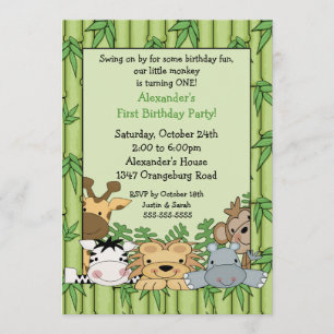 Invitación Primer cumpleaños de Fun Safari