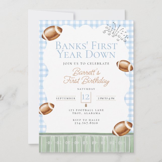 Invitación Primer cumpleaños de fútbol, Fiesta del portón tra (Anverso)