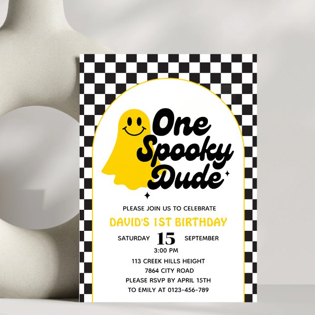 Invitación Primer cumpleaños de Groovy Halloween, un tipo fan (Subido por el creador)