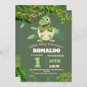Invitación Primer cumpleaños de Guay Cute Little Dinosaur