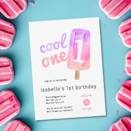 Invitación Primer cumpleaños de Guay One Popsicle Chica