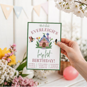 Invitación Primer cumpleaños de hada, cumpleaños temático de 