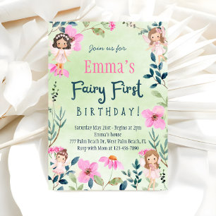 Invitación Primer cumpleaños de Hada Forestal Encantada