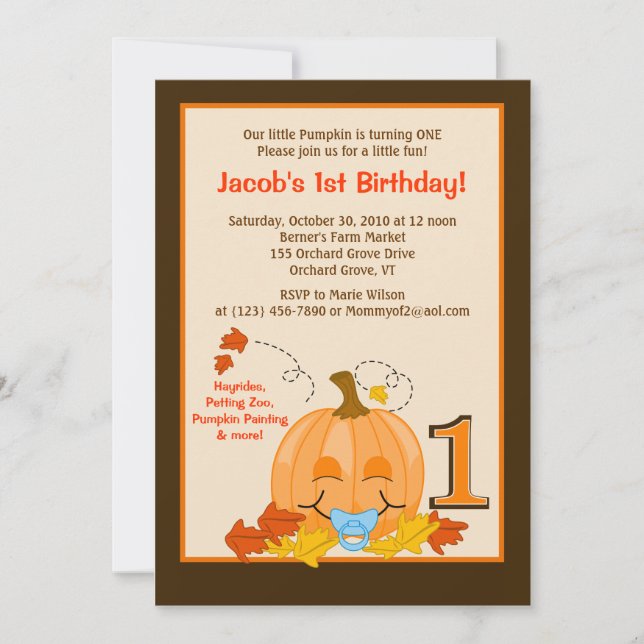 Invitación Primer cumpleaños de Halloween 5x7 invitado (Anverso)