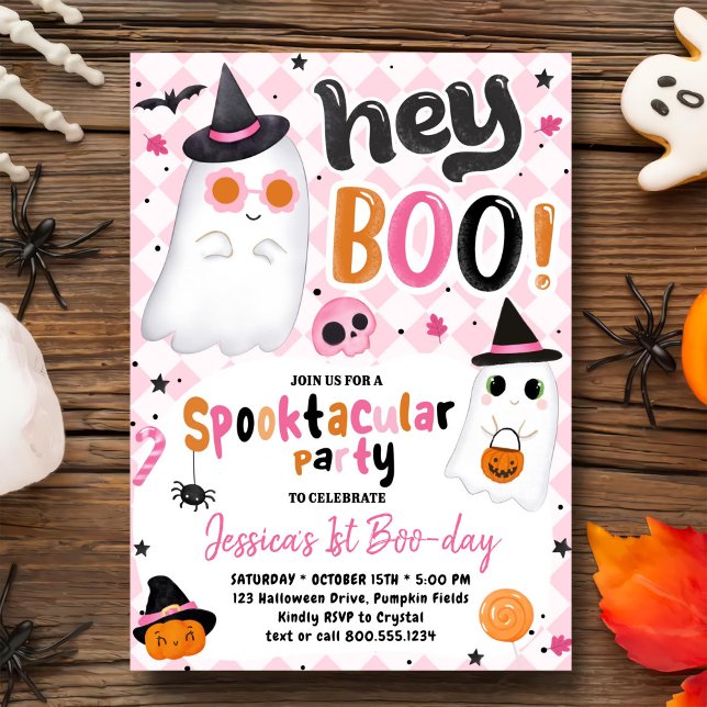 Invitación Primer cumpleaños de Halloween Rosa (Subido por el creador)