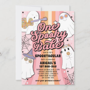Invitación Primer cumpleaños de Halloween rosa de un bebé fan