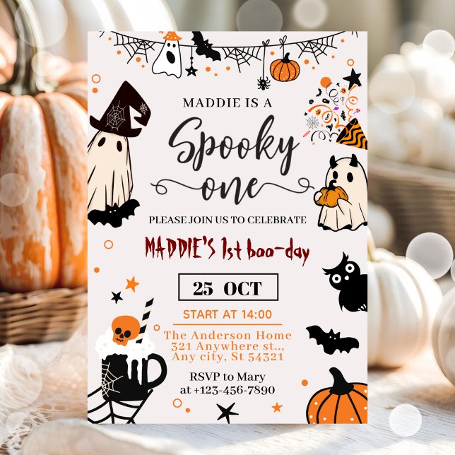 Invitación Primer cumpleaños de Halloween "Spooky One" (Subido por el creador)